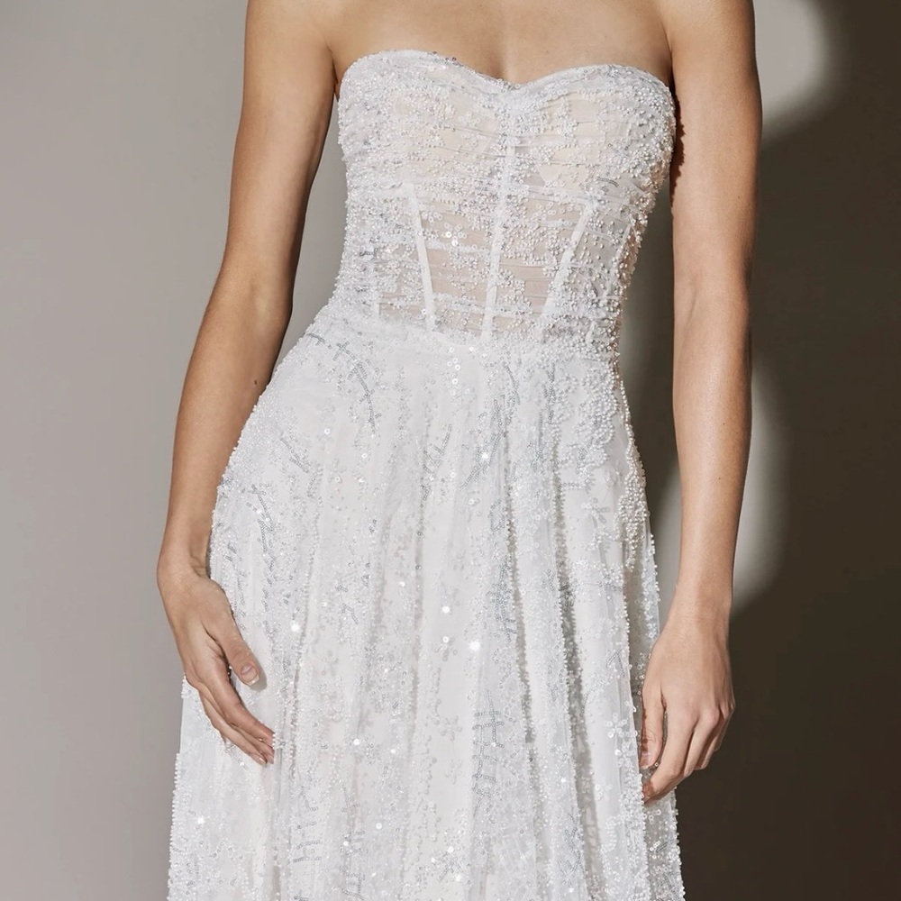Justin Alexander Signature Strapless A-Line Full Beaded 16 SEE SIZE CHART - Picture 8 of 10